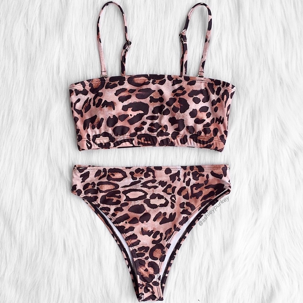 ❤️SALE❤️ Peachy brown spotted high waisted bikini